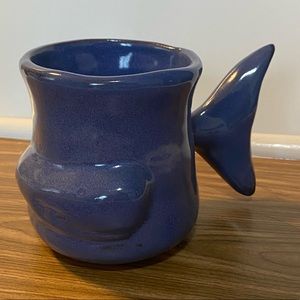 Thora Whale Tail Handle Whale Mug Terracotta Pottery Blue 12oz